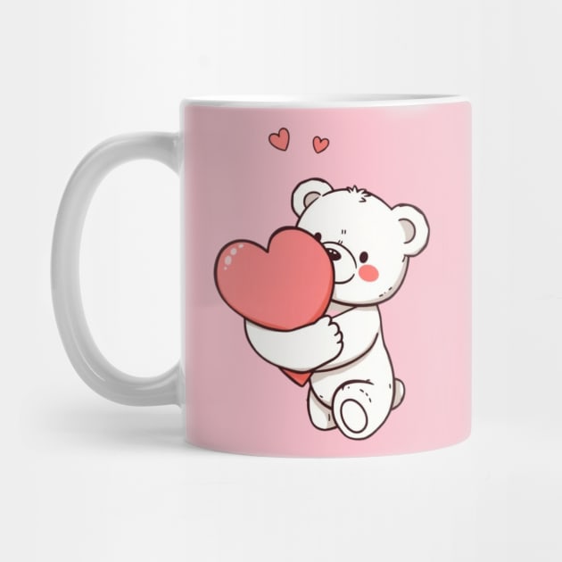 Smiling Heart Hugging A Teddy Bear by Creatifly Graphic Tees